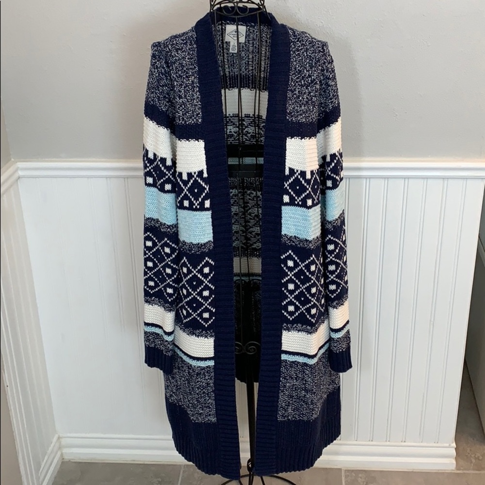 ♥️ EUC St. John’s Bay Navy/BabyBlueCardigan WomenL